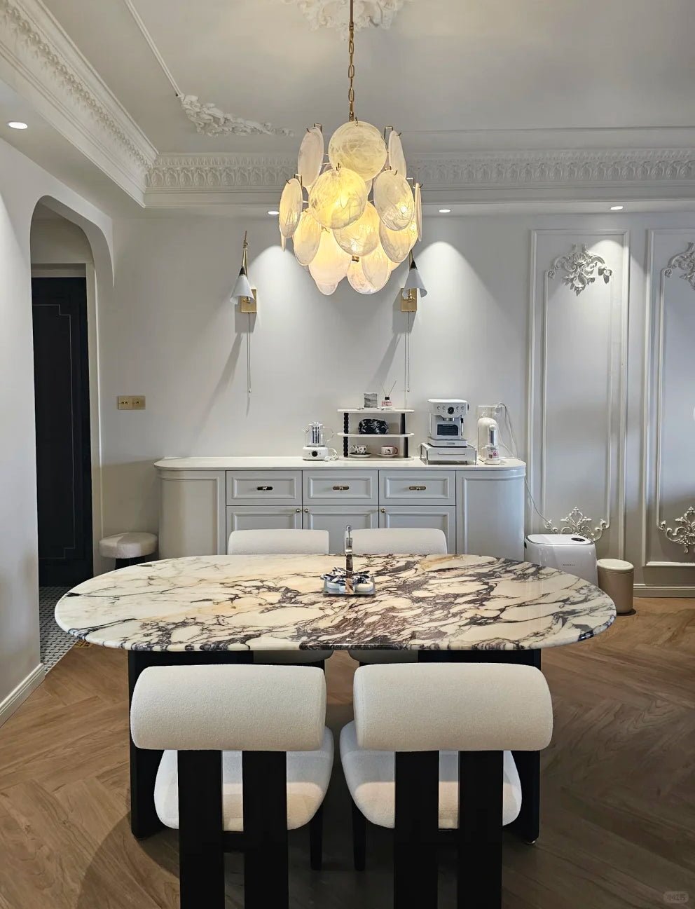 Aqua White Glass Murano Chandelier