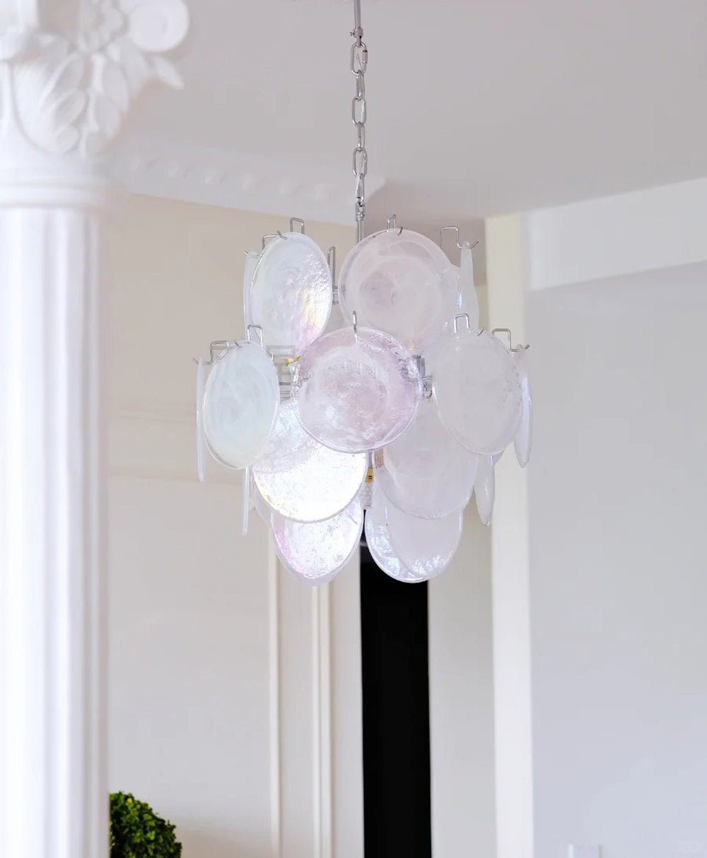 Aqua White Glass Murano Chandelier