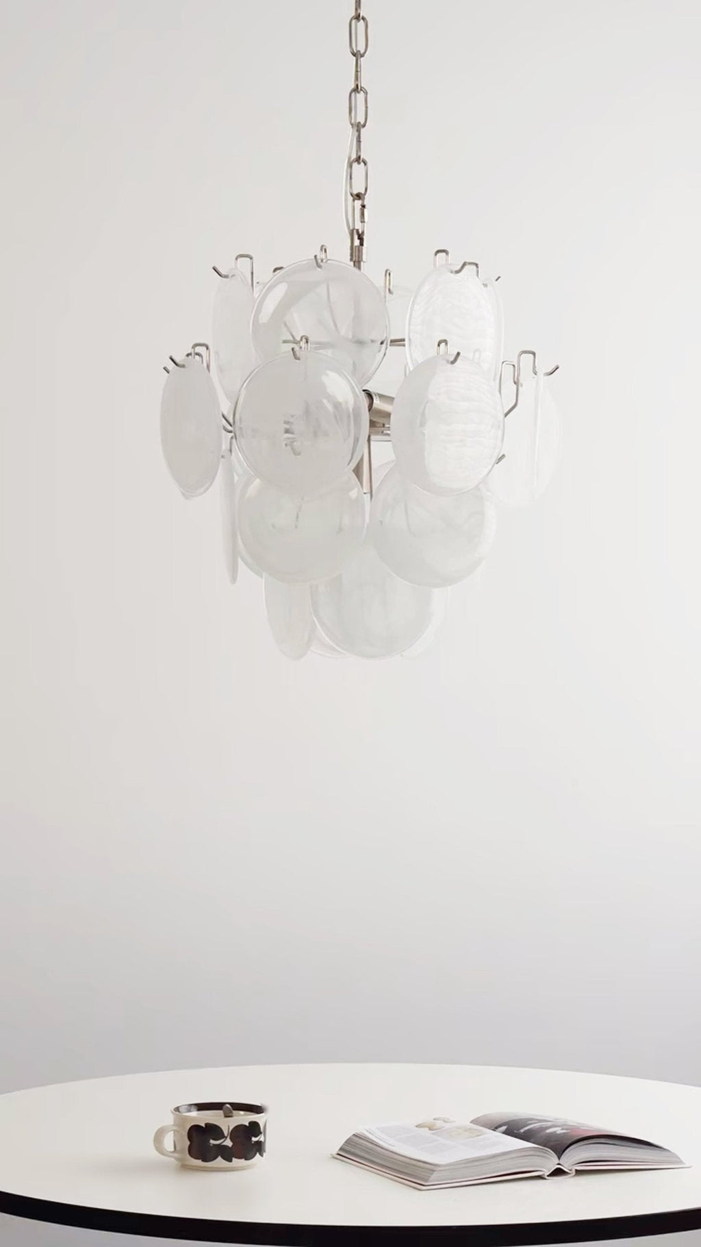 Aqua White Glass Murano Chandelier