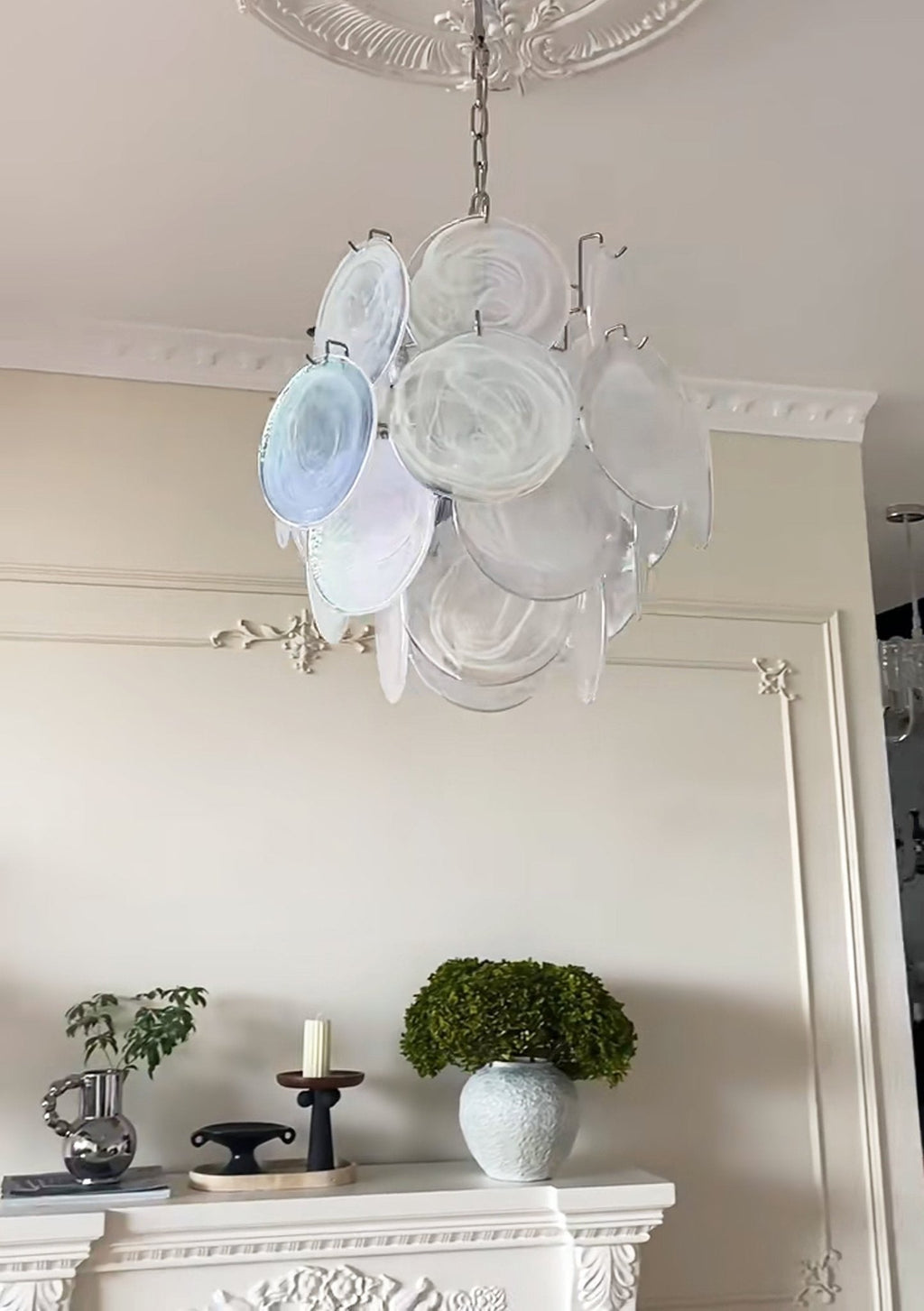 Aqua White Glass Murano Chandelier