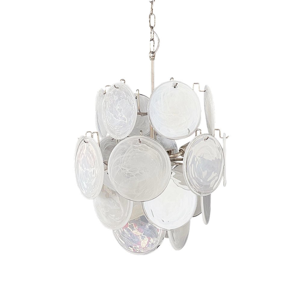 Aqua White Glass Murano Chandelier