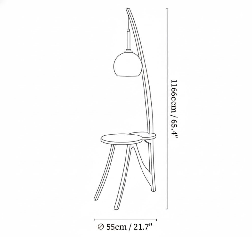 Arc Wood Hanging Floor Lamp