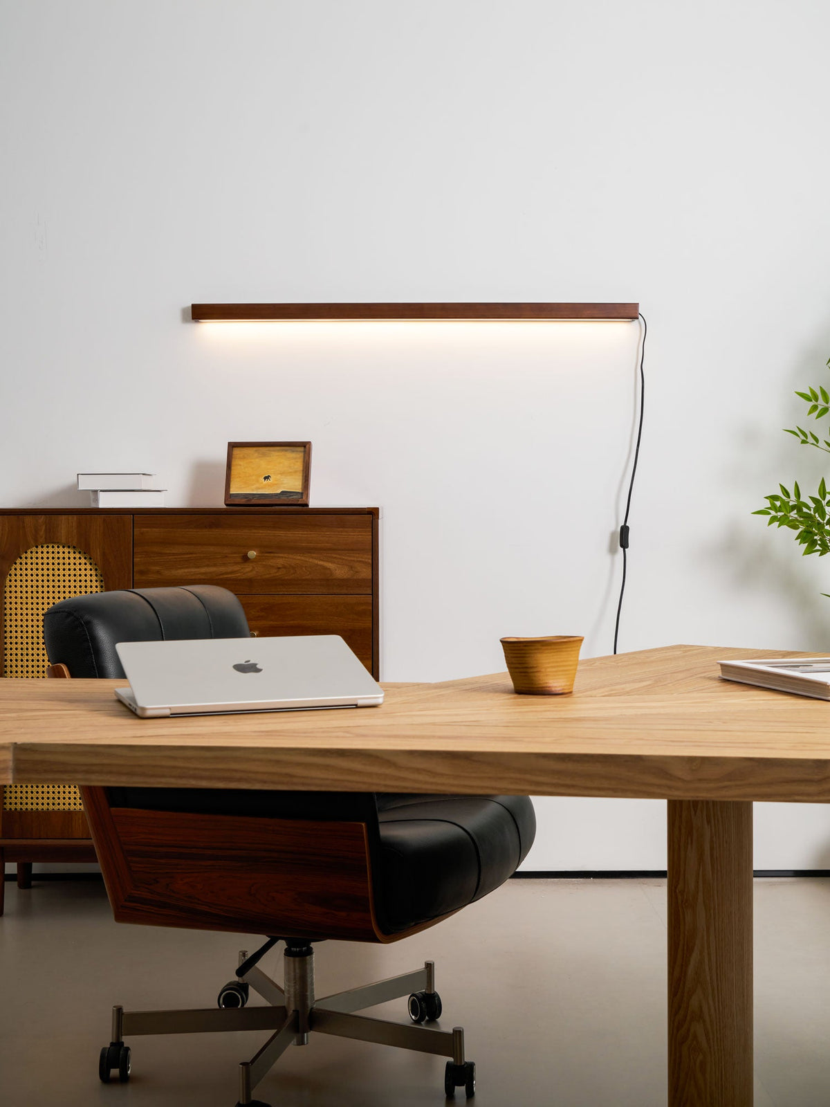 Arlo Linear Wood Plug - in Wall Light