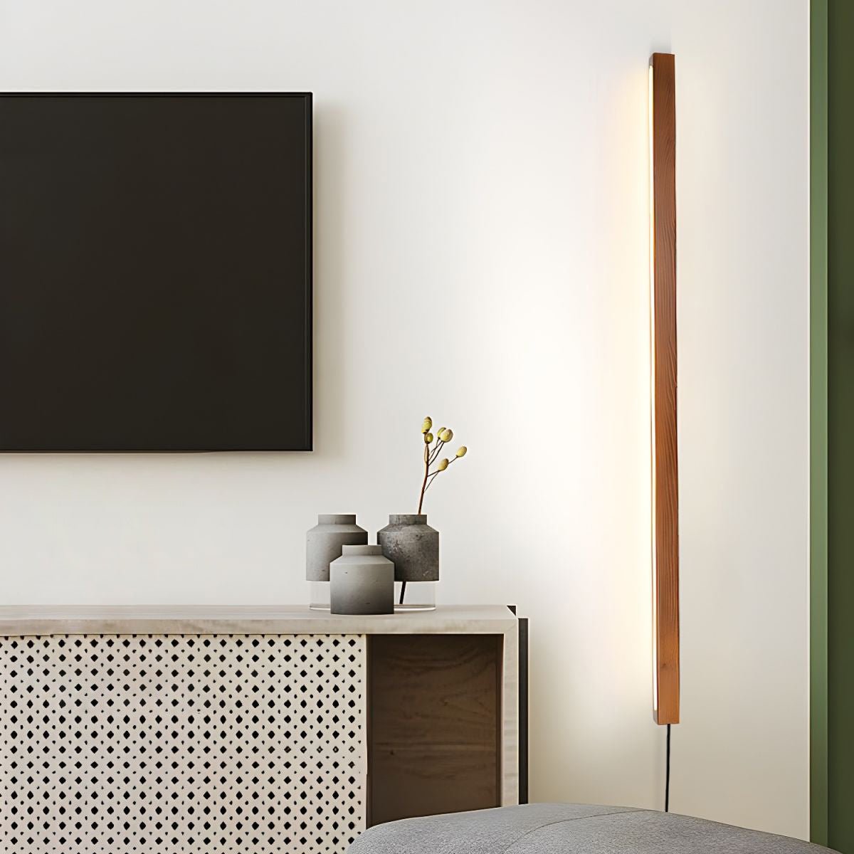 Arlo Linear Wood Plug - in Wall Light