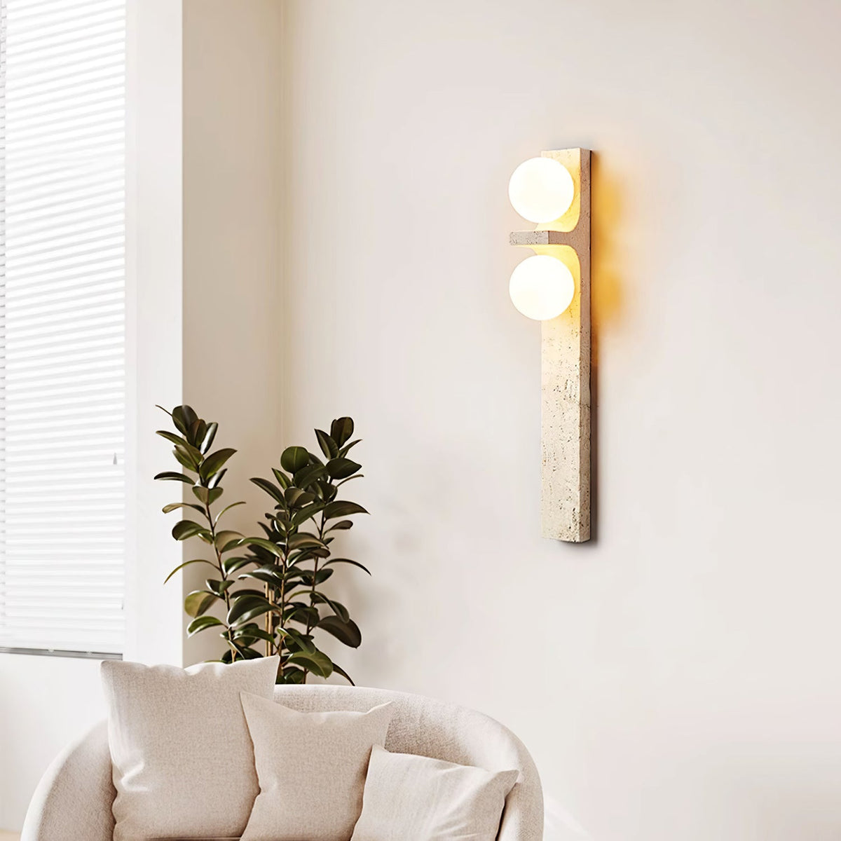Asymmetrical Travertine Wall Sconce