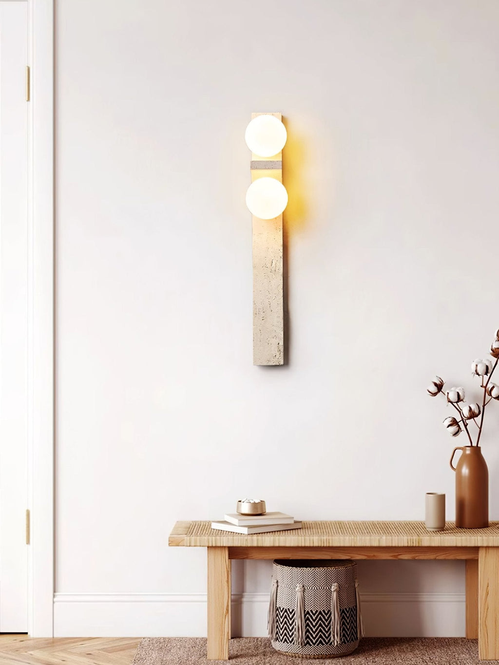Asymmetrical Travertine Wall Sconce