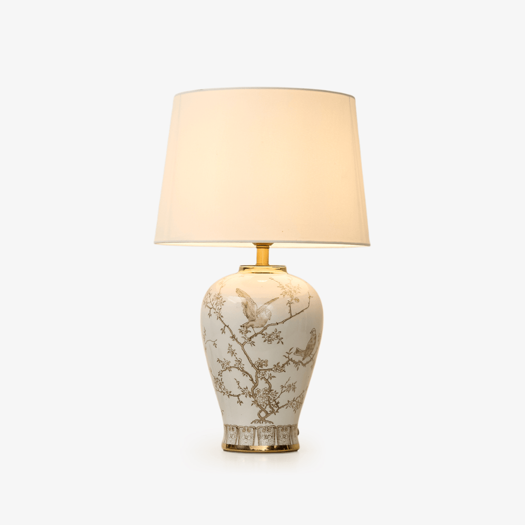 Avian Floral Ceramic Table Lamp