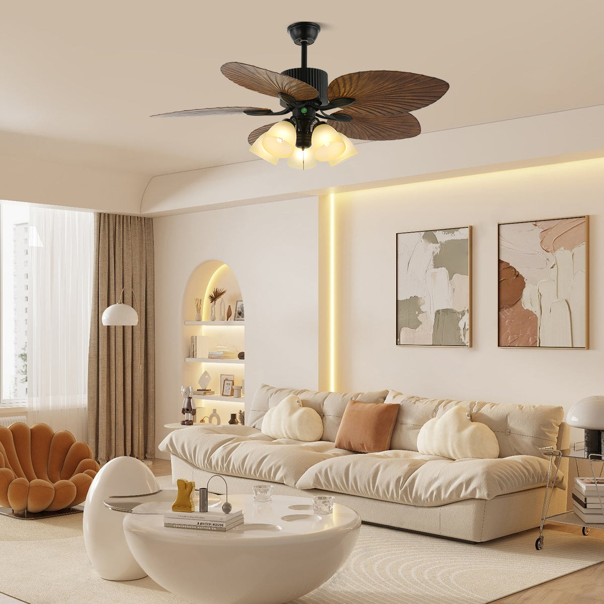 Banana Leaves Ceiling Fan Light