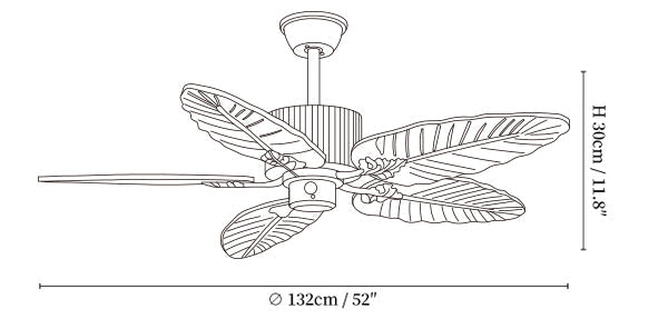 Banana Wood Leaves Ceiling Fan Light