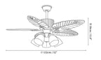 Banana Wood Leaves Ceiling Fan Light