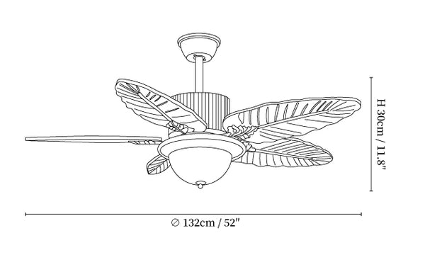 Banana Wood Leaves Ceiling Fan Light
