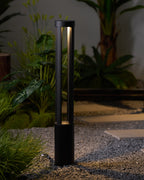 Black Cylindrical Solar Outdoor Post Light