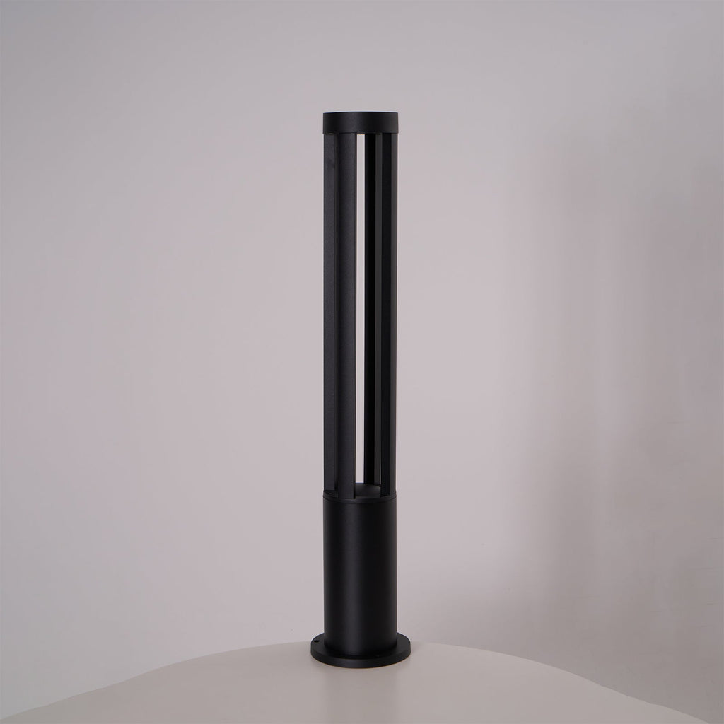 Black Cylindrical Solar Outdoor Post Light