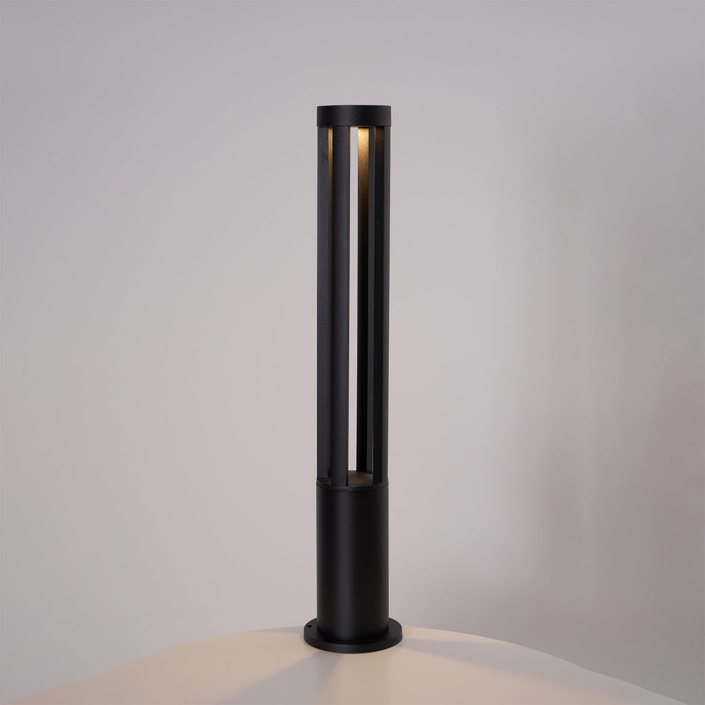 Black Cylindrical Solar Outdoor Post Light