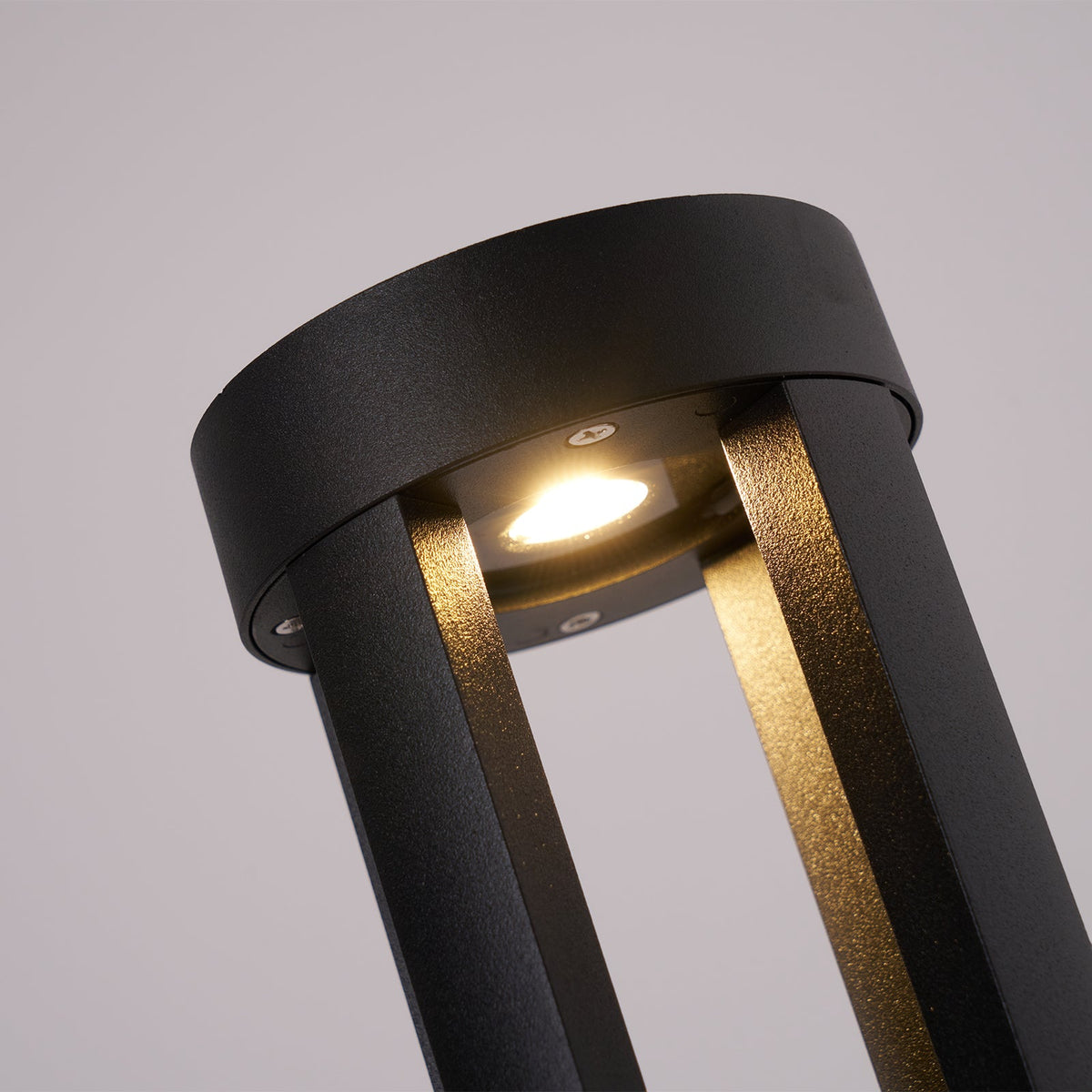 Black Cylindrical Solar Outdoor Post Light