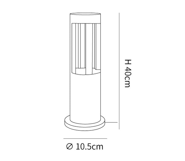 Black Cylindrical Garden Outdoor Light