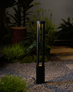 Black Cylindrical Solar Outdoor Post Light