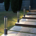 Black Cylindrical Garden Outdoor Light with Solar Panel