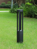Black Cylindrical Garden Outdoor Light with Solar Panel