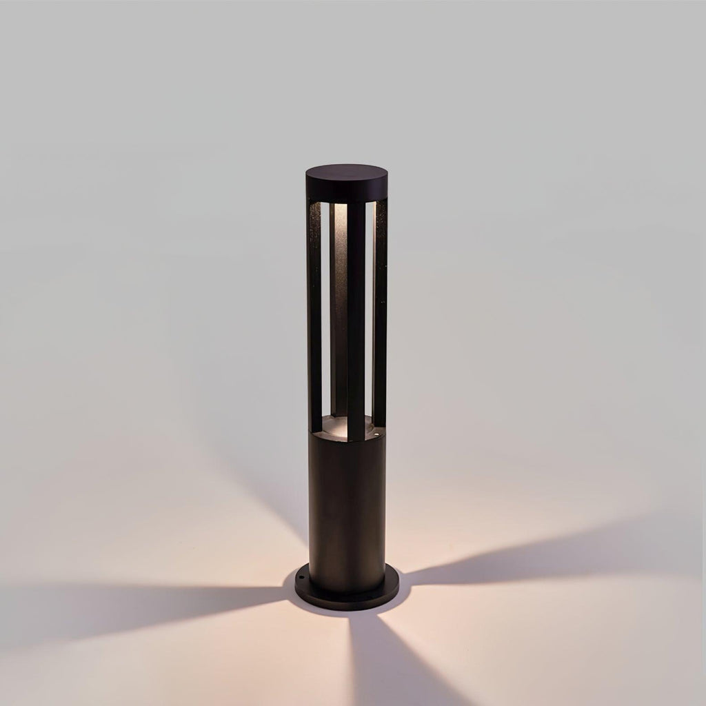 Black Cylindrical Garden Outdoor Light with Solar Panel