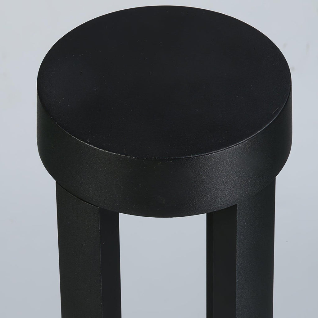 Black Cylindrical Garden Outdoor Light with Solar Panel