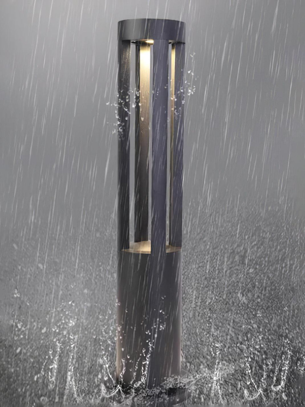 Black Cylindrical Garden Outdoor Light with Solar Panel