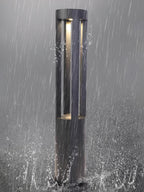 Black Cylindrical Garden Outdoor Light with Solar Panel