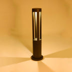 Black Cylindrical Garden Outdoor Light with Solar Panel