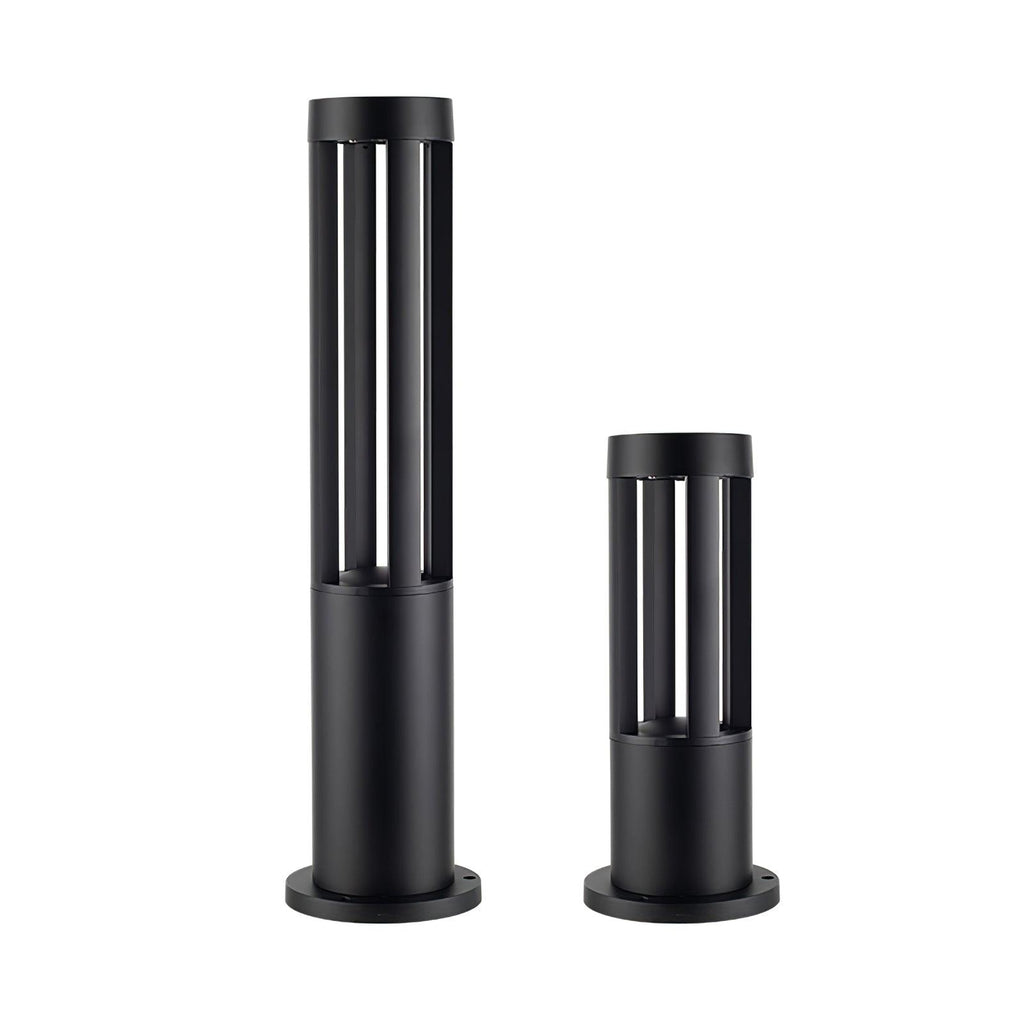 Black Cylindrical Garden Outdoor Light with Solar Panel