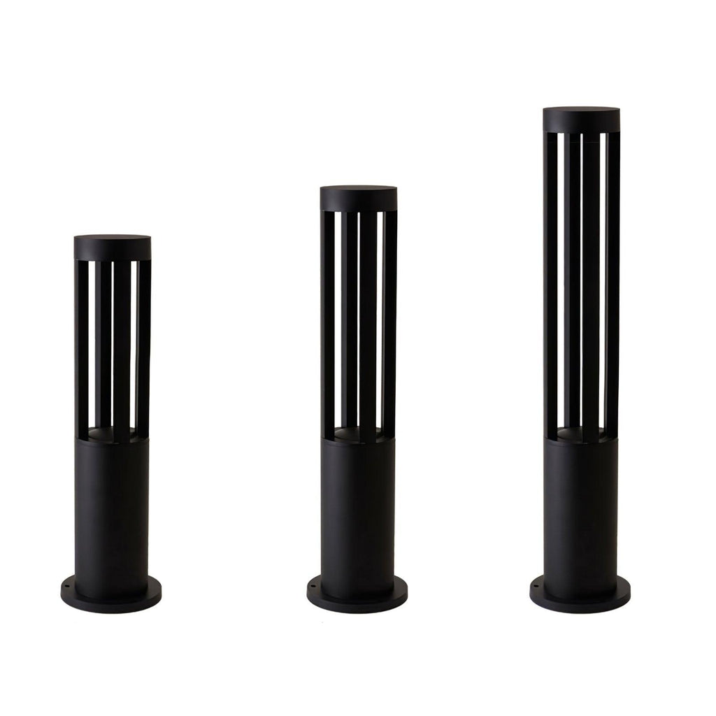 Black Cylindrical Garden Outdoor Light with Solar Panel