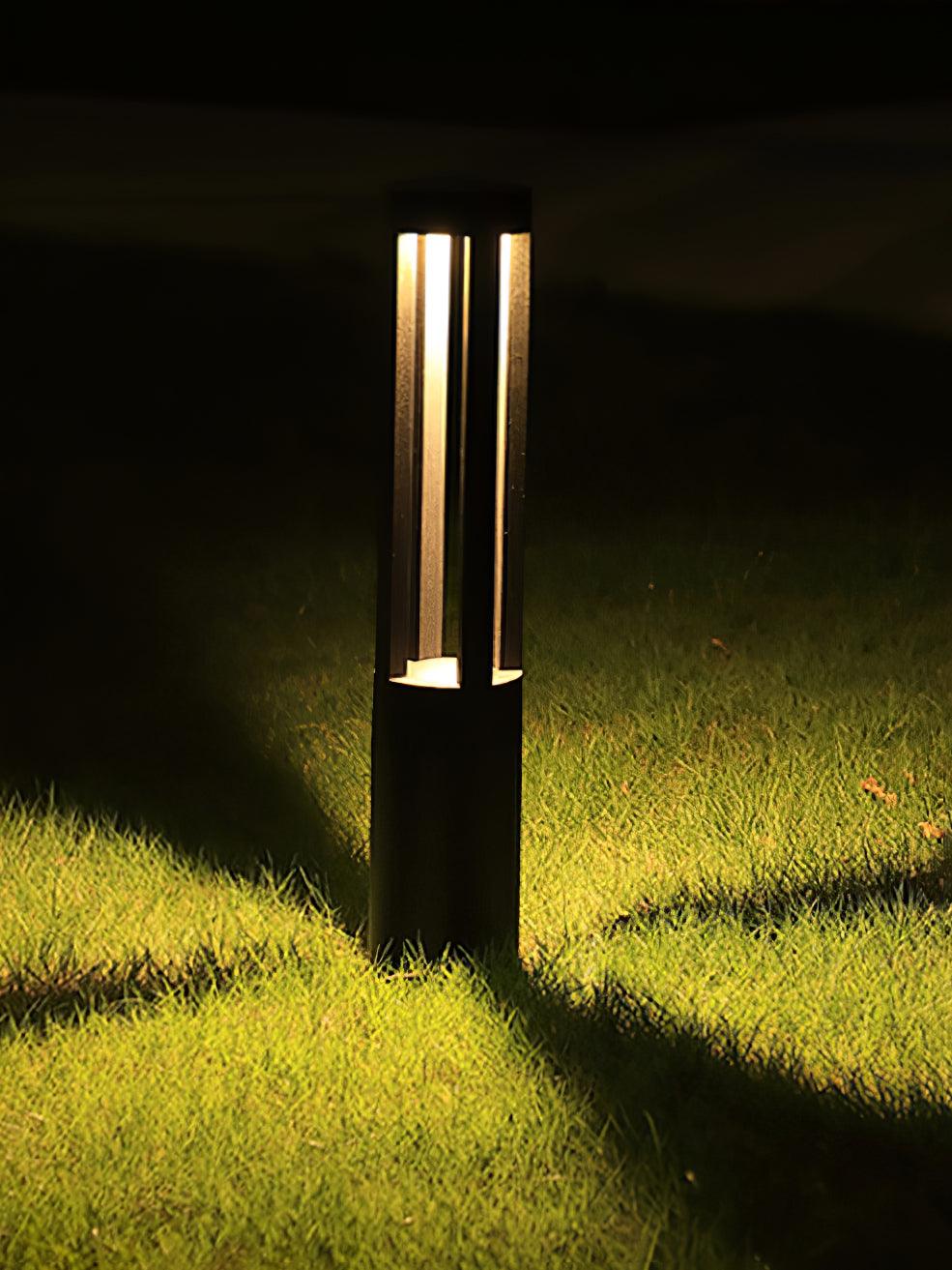 Black Cylindrical Garden Outdoor Light with Solar Panel