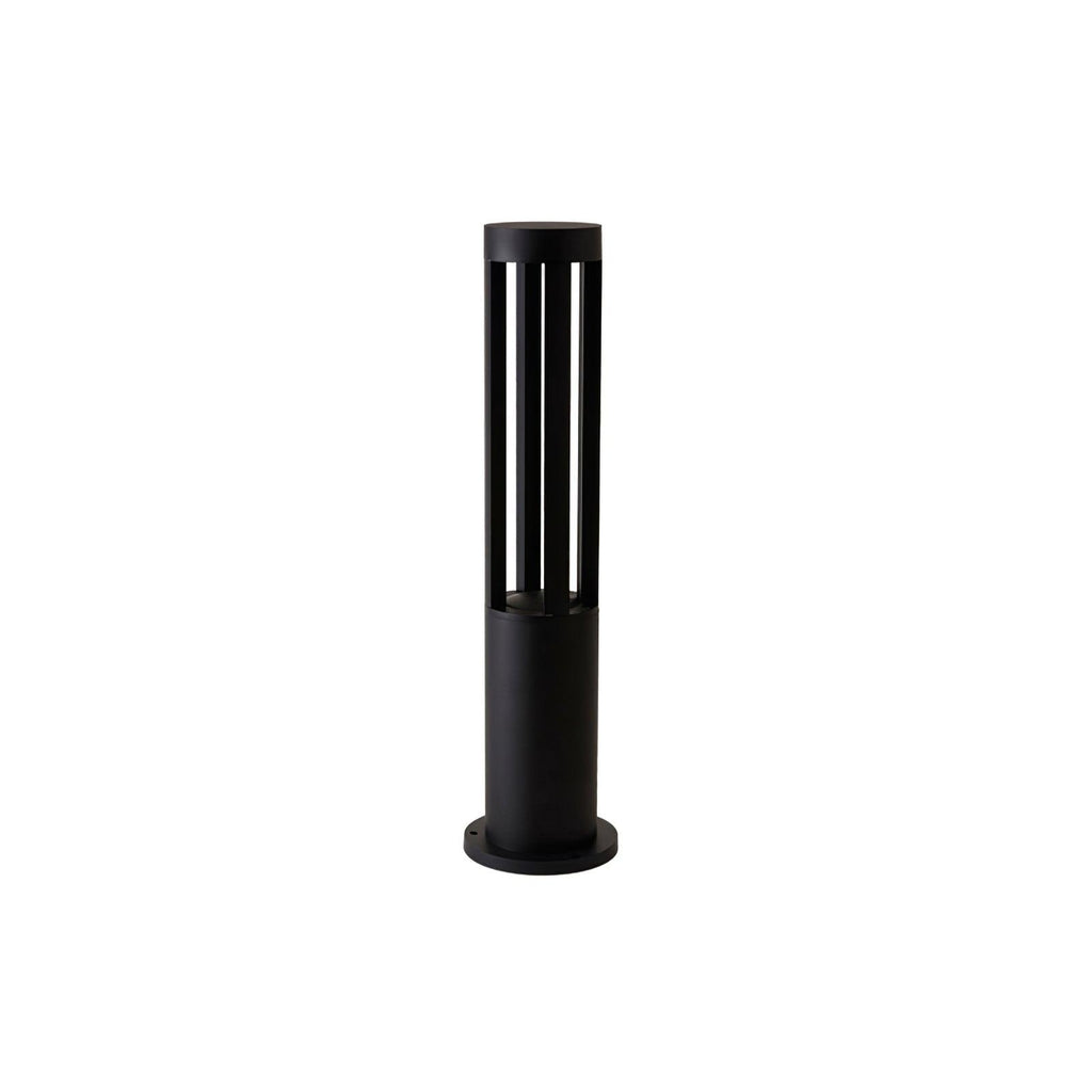 Black Cylindrical Garden Outdoor Light with Solar Panel