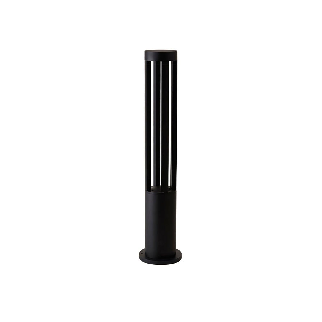 Black Cylindrical Garden Outdoor Light with Solar Panel