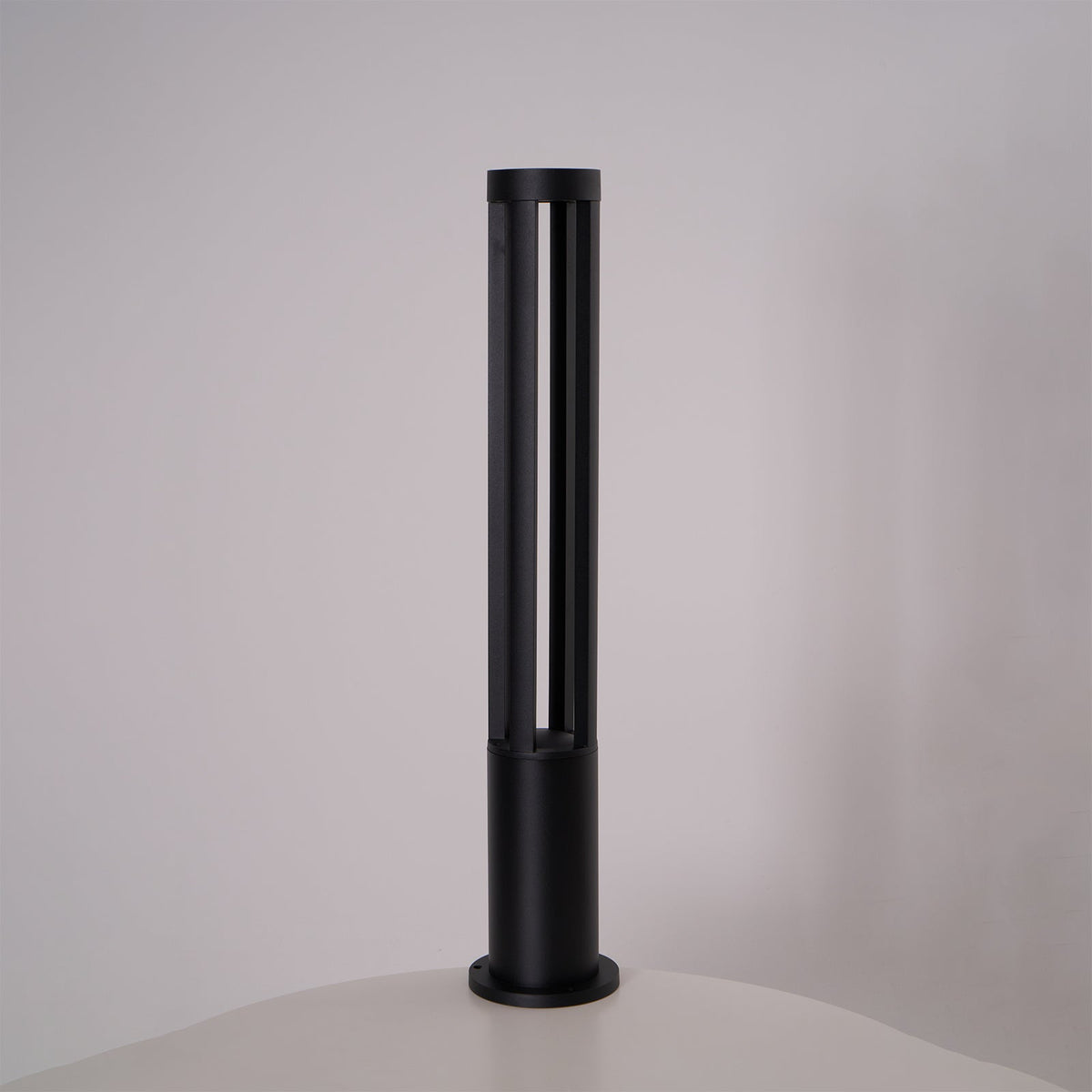 Black Cylindrical Solar Outdoor Post Light