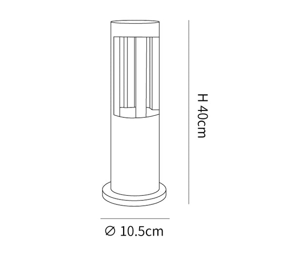 Black Cylindrical Solar Outdoor Post Light