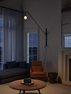 Black Long Arm Swing Arm Wall Lamp