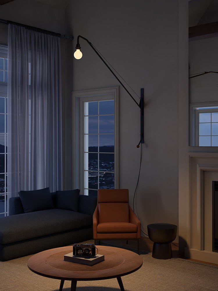 Black Long Arm Swing Arm Wall Lamp