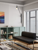 Black Long Arm Swing Arm Wall Lamp