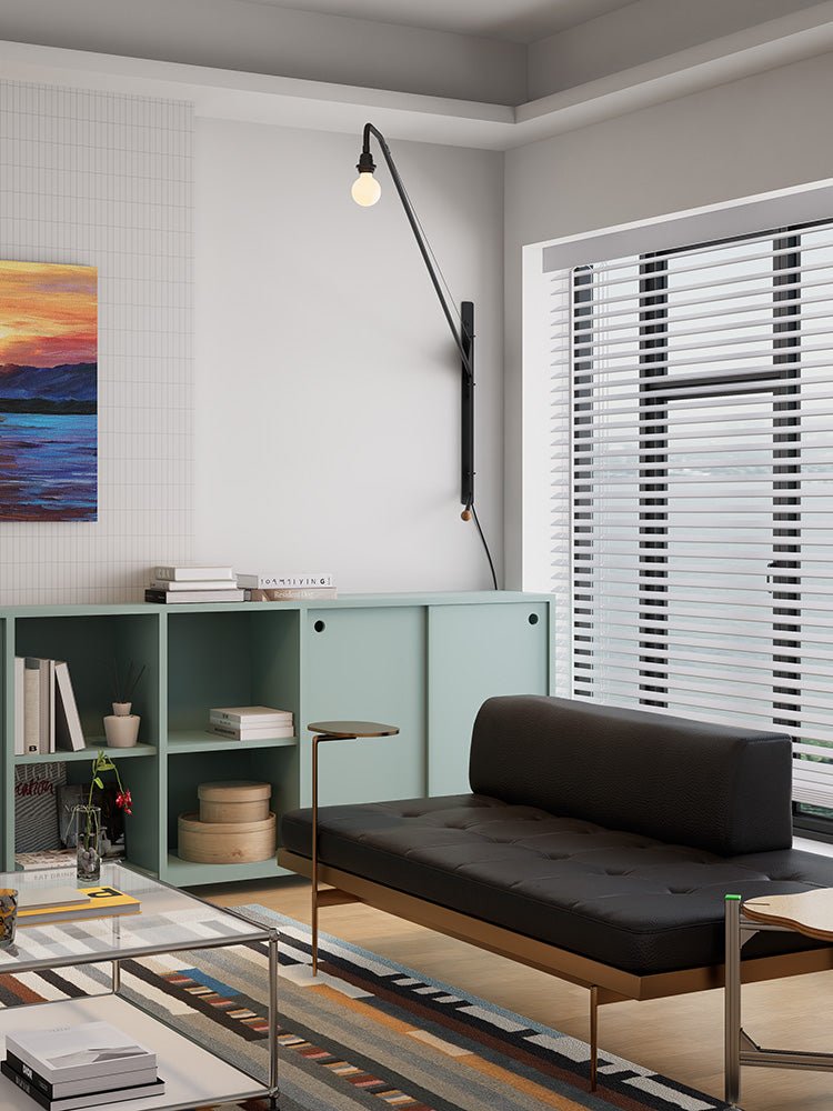 Black Long Arm Swing Arm Wall Lamp