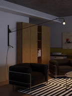 Black Long Arm Swing Arm Wall Lamp