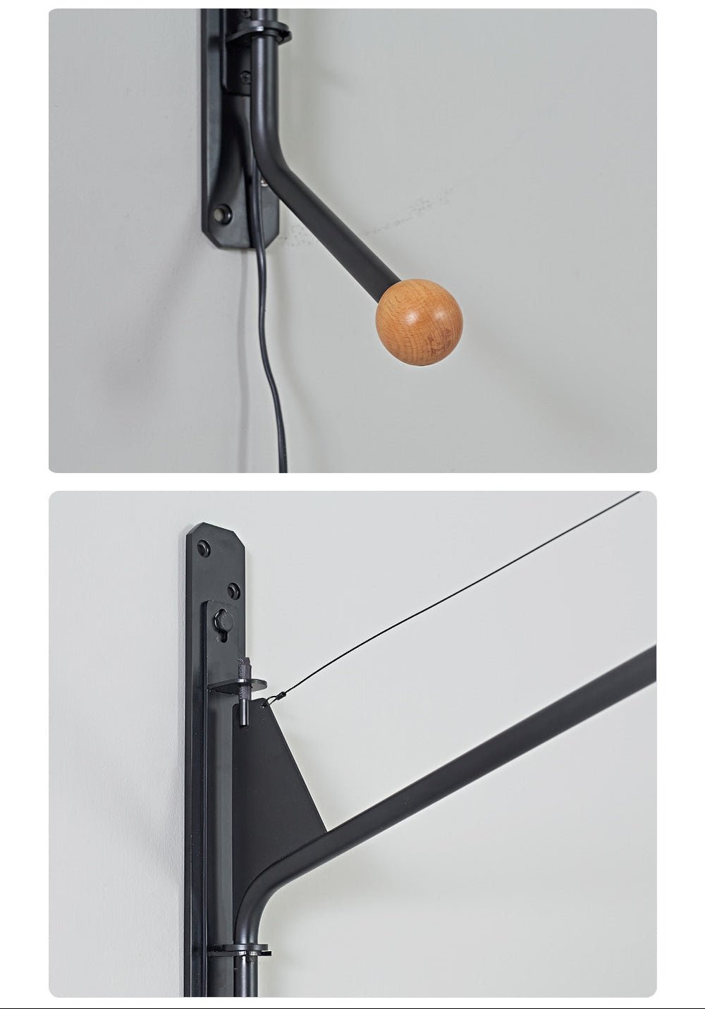 Black Long Arm Swing Arm Wall Lamp