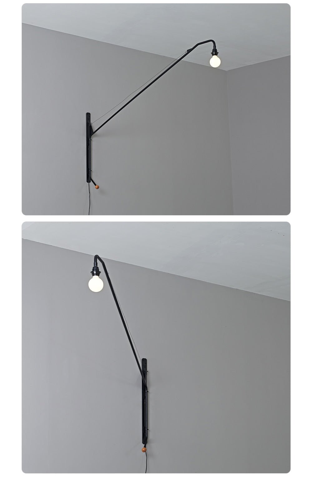 Black Long Arm Swing Arm Wall Lamp