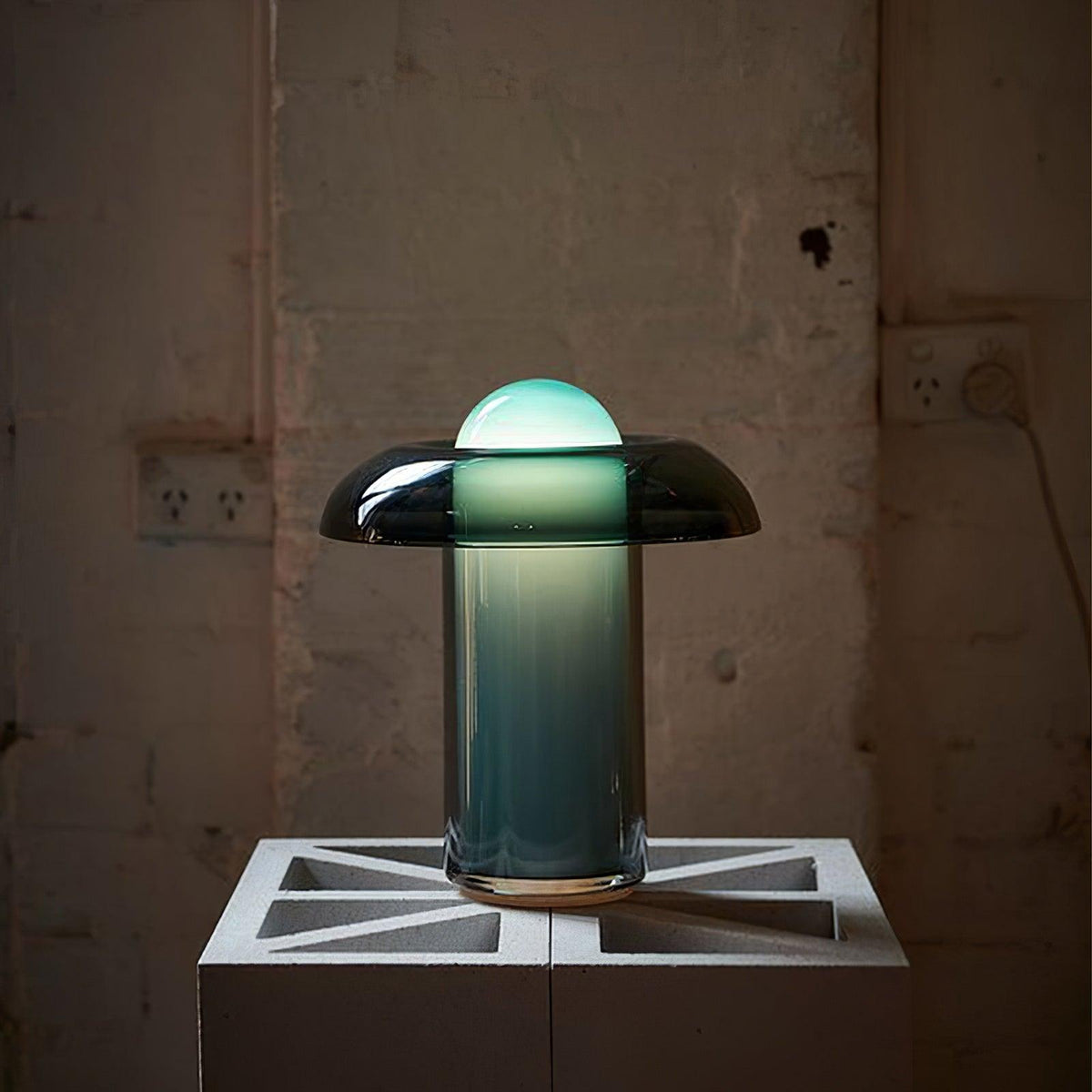 Glass Mushroom Table Lamp