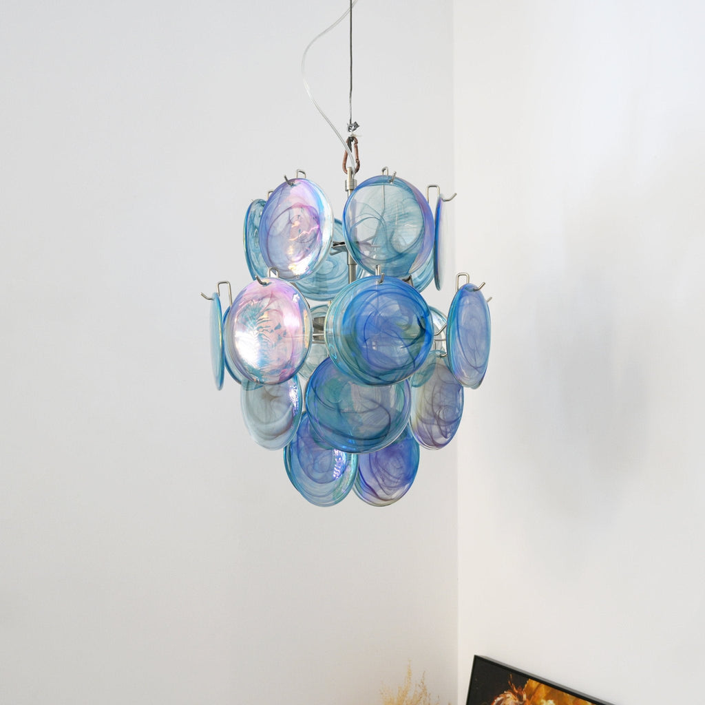 Blue Murano Disc Glass Chandelier