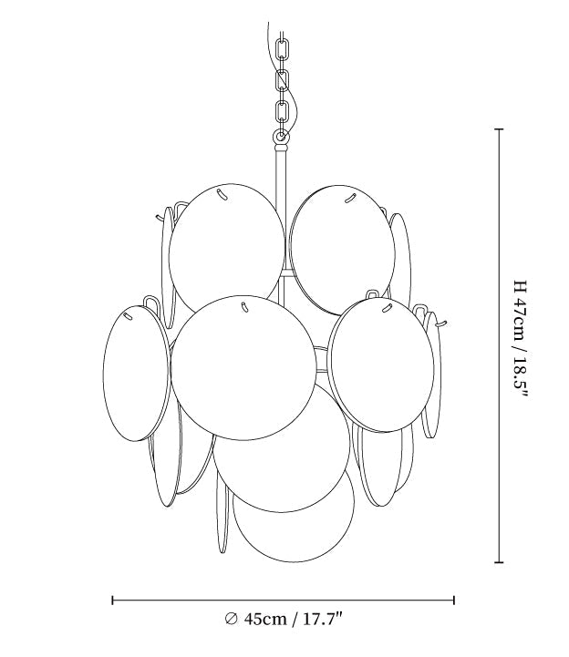 Blue Disc Glass Chandelier