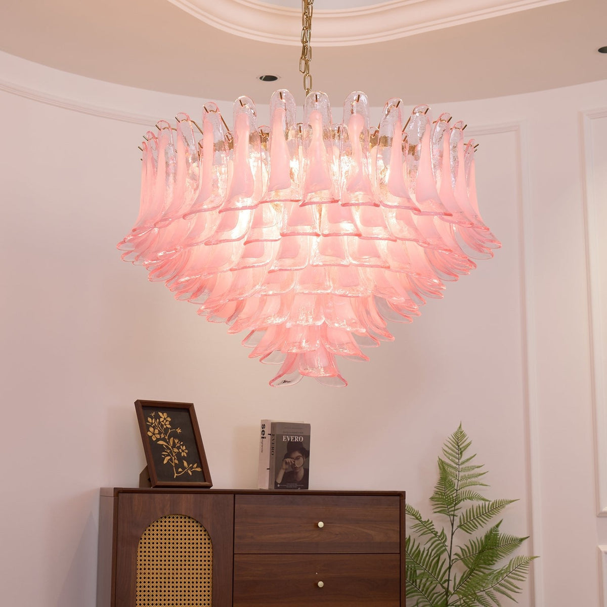 Blush Pink Glass Murano Chandelier