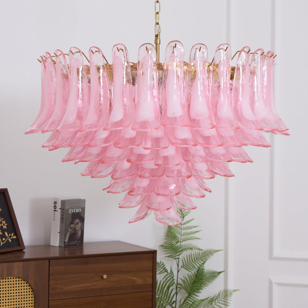 Blush Pink Glass Murano Chandelier