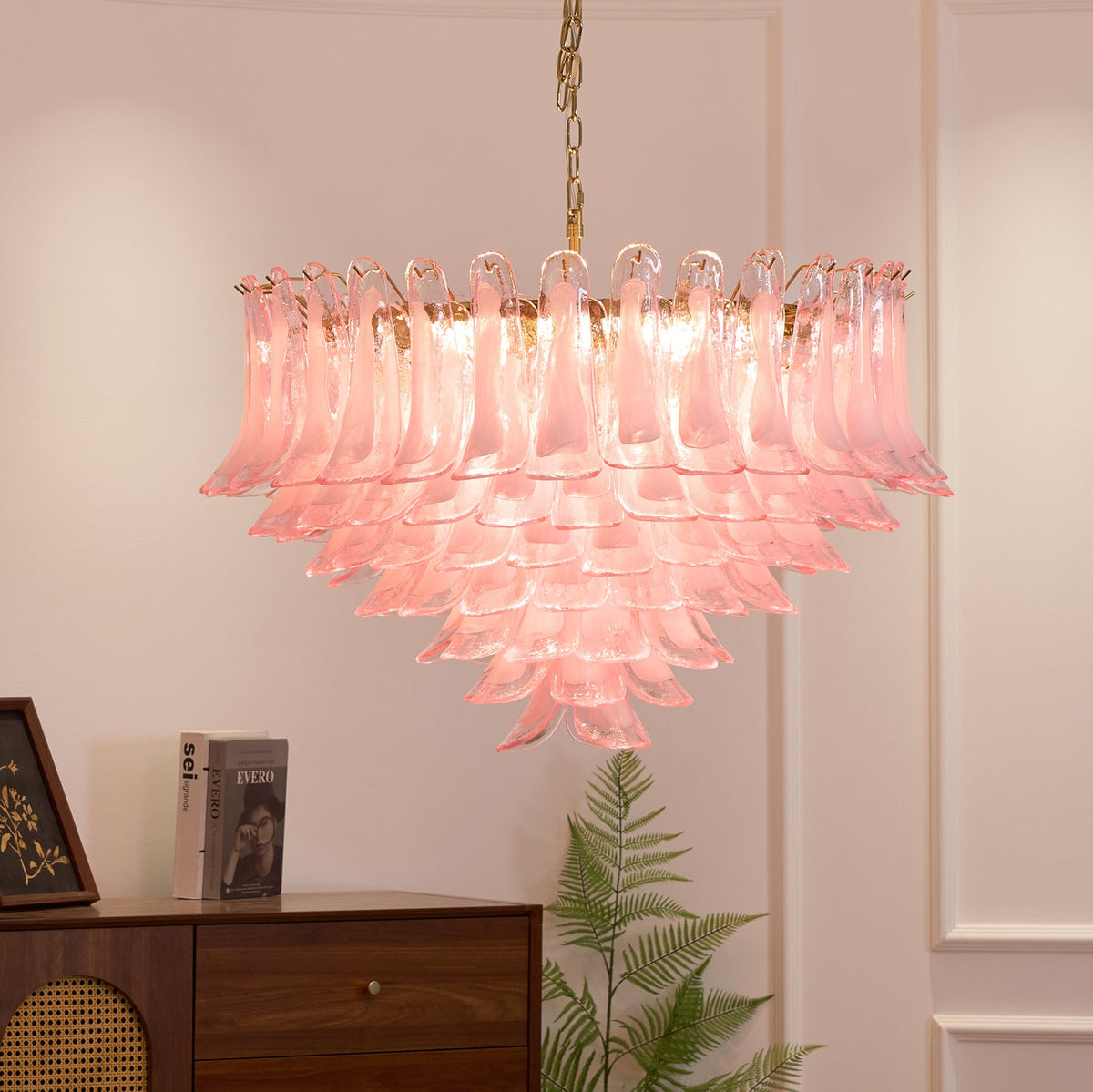 Blush Pink Glass Murano Chandelier
