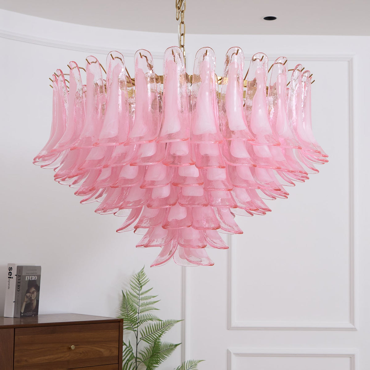 Blush Pink Glass Murano Chandelier