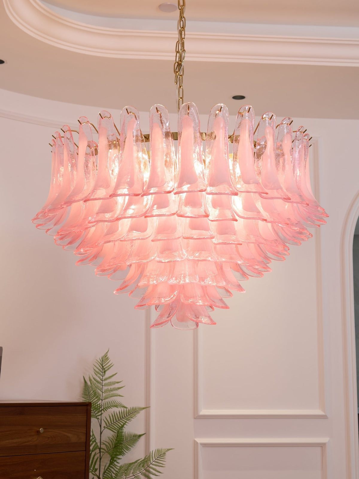 Blush Pink Glass Murano Chandelier